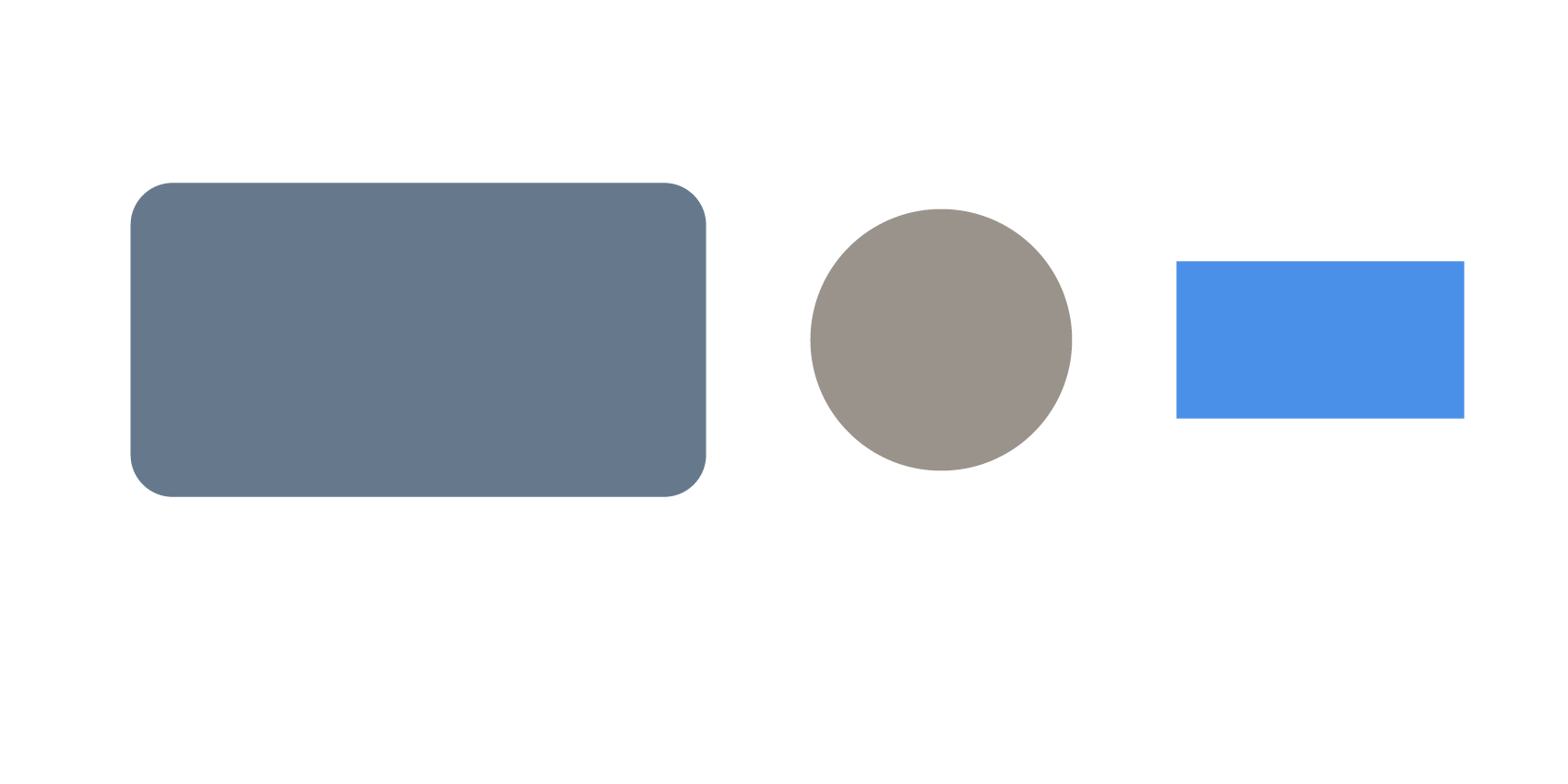 Three shapes on an Illustrator artboard, unmeasured.